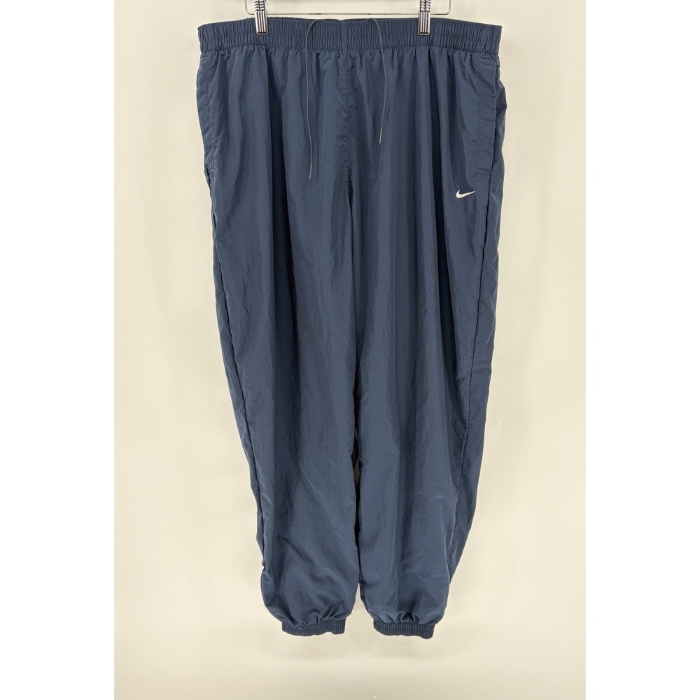 Y2K Nike Blue Nylon Track Jogger Pants Mesh Lined Windbreaker Men XL